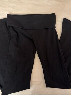 PINK Victoria's Secret Black Fold-Over Waist Leggings with rhinestones